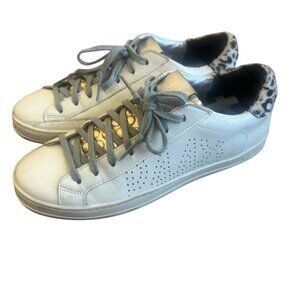 P448 Jack White Sneakers Tennis Shoes Animal Print Silver Size 38 7.5 Women's